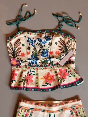 House of Harlow 1960 Floral Peplum Camisole - Ivory, Pink, Blue, Green